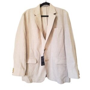 STUDIOSUITS Men's Beige Linen Blazer NWT Sport Coat‎ Jacket Size 44 Short